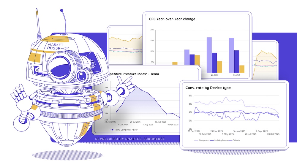 mobile illustration of smec Market Observer hero illustration showing benchmarks for pmax and other campaign channels