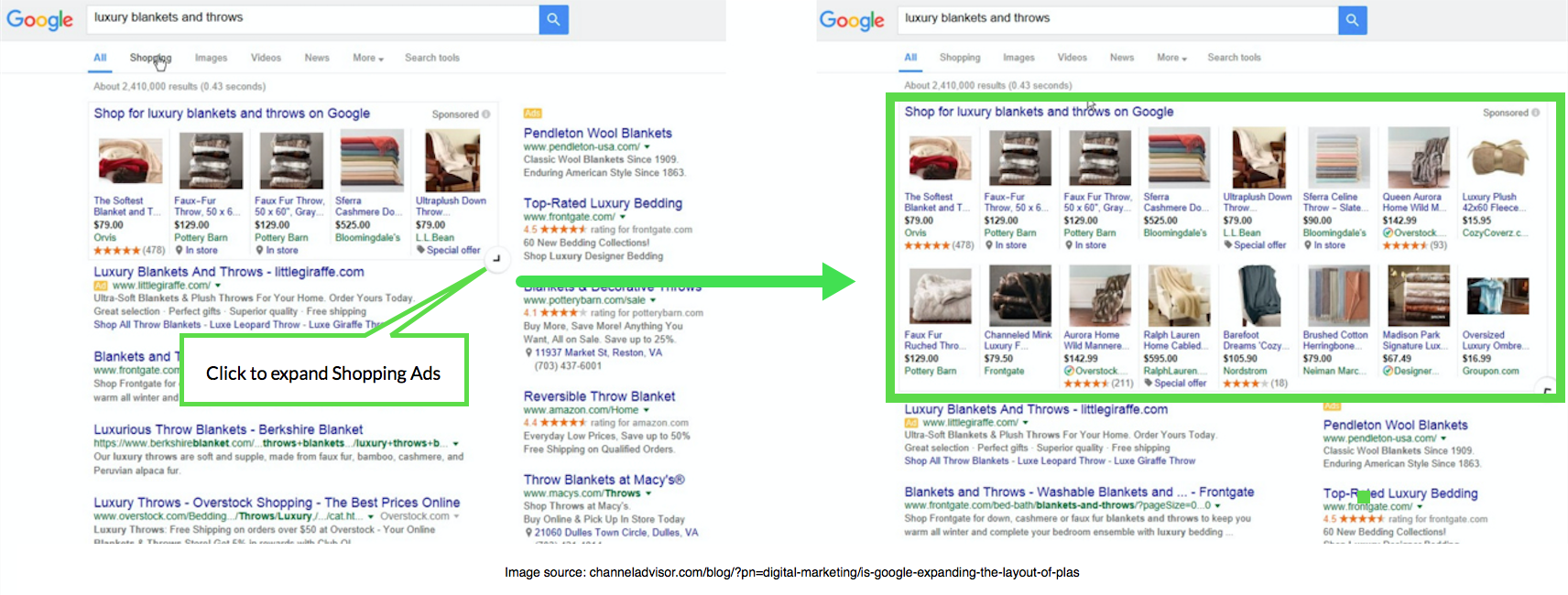google is testing a new google shopping ads layout