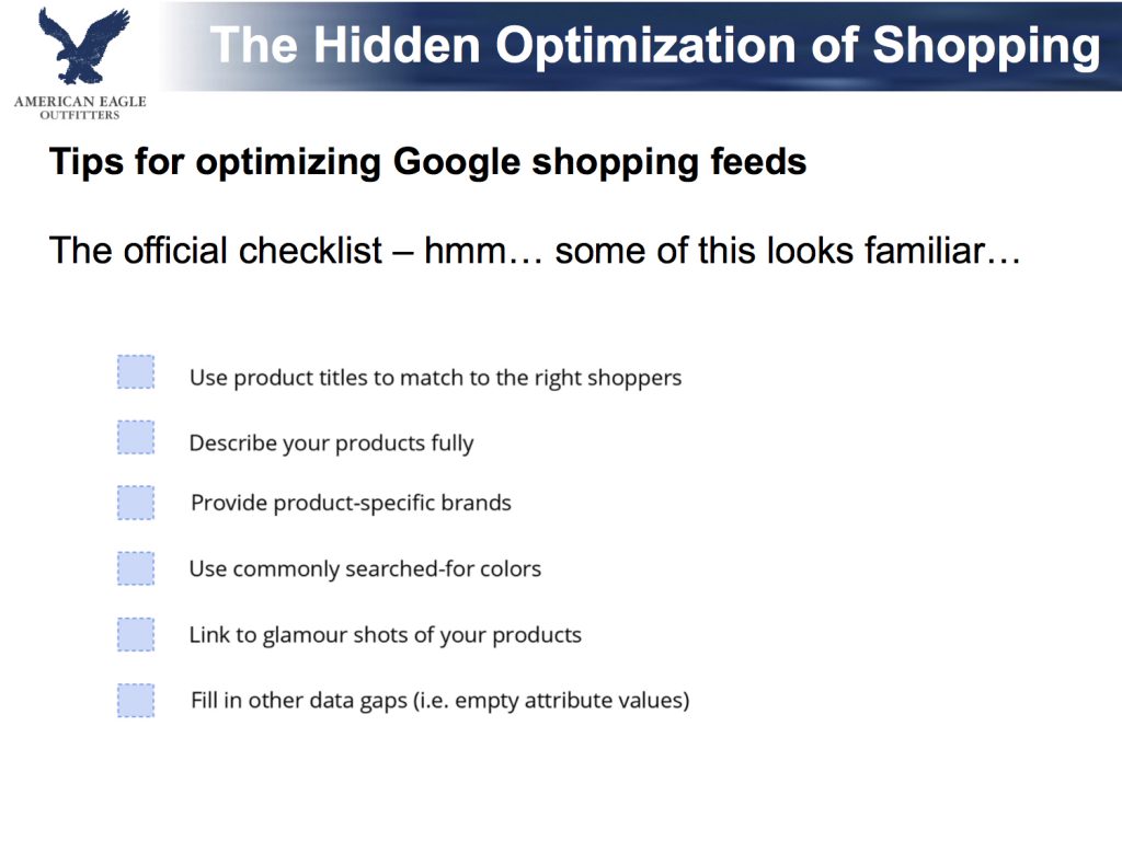 google shopping checklist