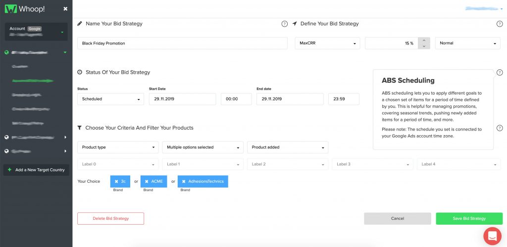 ABS scheduling: view on the UI