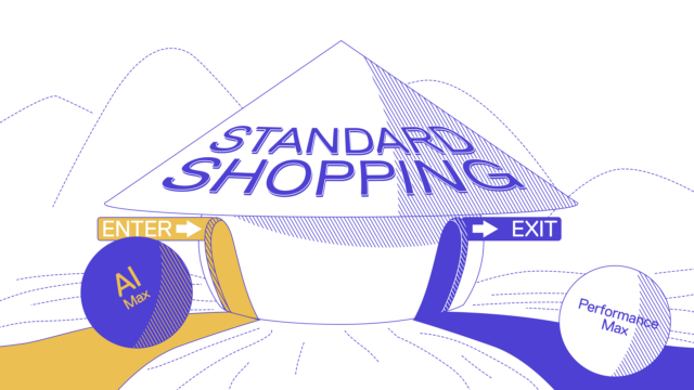 Illustration of AI Max coming to Standard Shopping Google campaigns